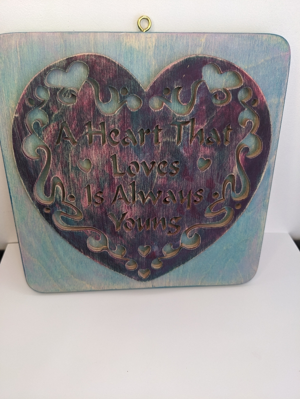 Glo Woodworking Handmade Wooden Sign NWT Heart Inspirational Quote Love Youth